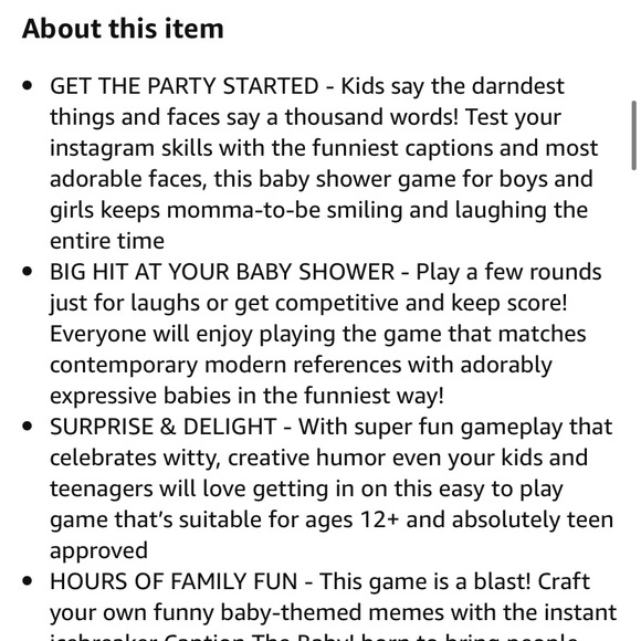 NEW Caption The Baby! Photo Caption Card Game Baby Shower or Gender Reveal Games - Picture 10 of 12